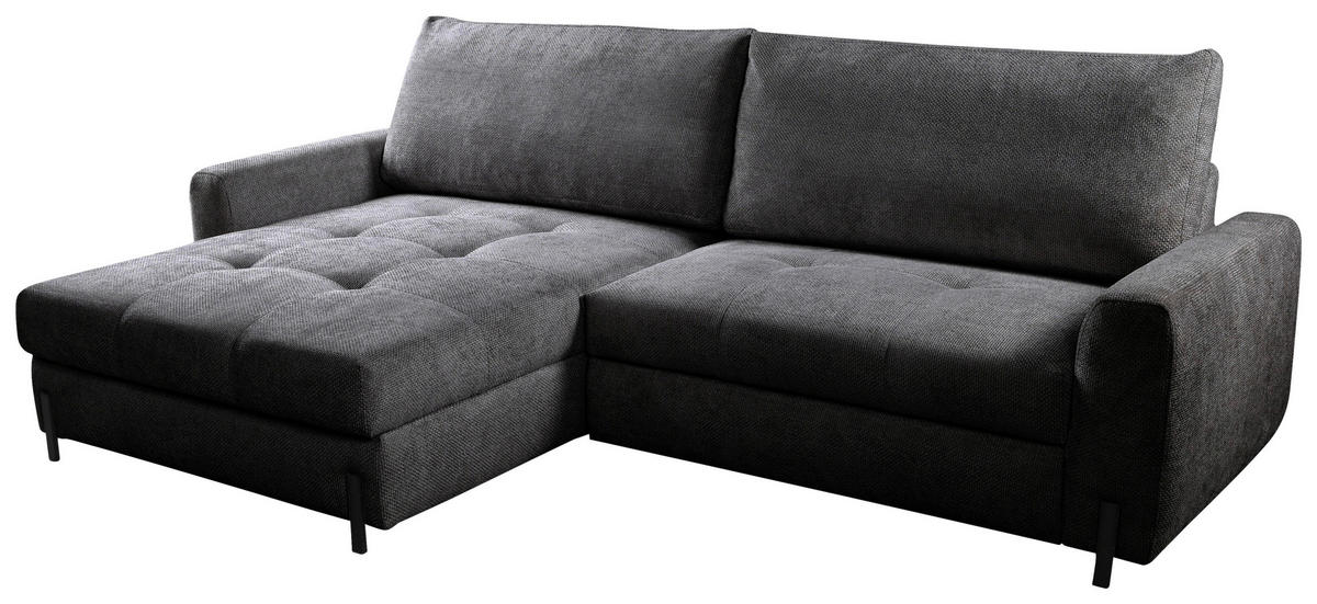 ECKSOFA in Struktur Anthrazit  - Anthrazit/Schwarz, Design, Textil/Metall (162/265cm) - MID.YOU