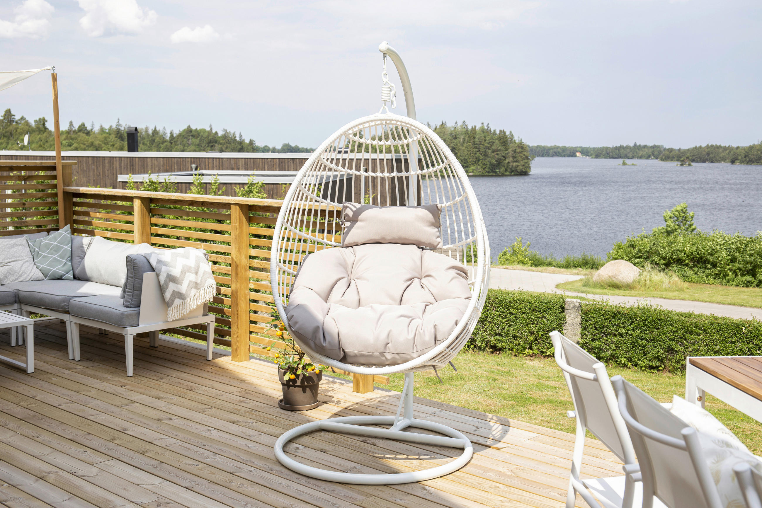 HÄNGESESSEL 95/196/95 cm  - Weiß, KONVENTIONELL, Holz (95/196/95cm) - Gardenson