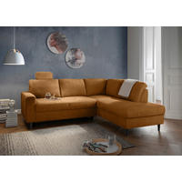 ECKSCHLAFSOFA in Goldfarben Textil   - Goldfarben/Schwarz, Modern, Holz/Textil (242/200cm) - Livetastic
