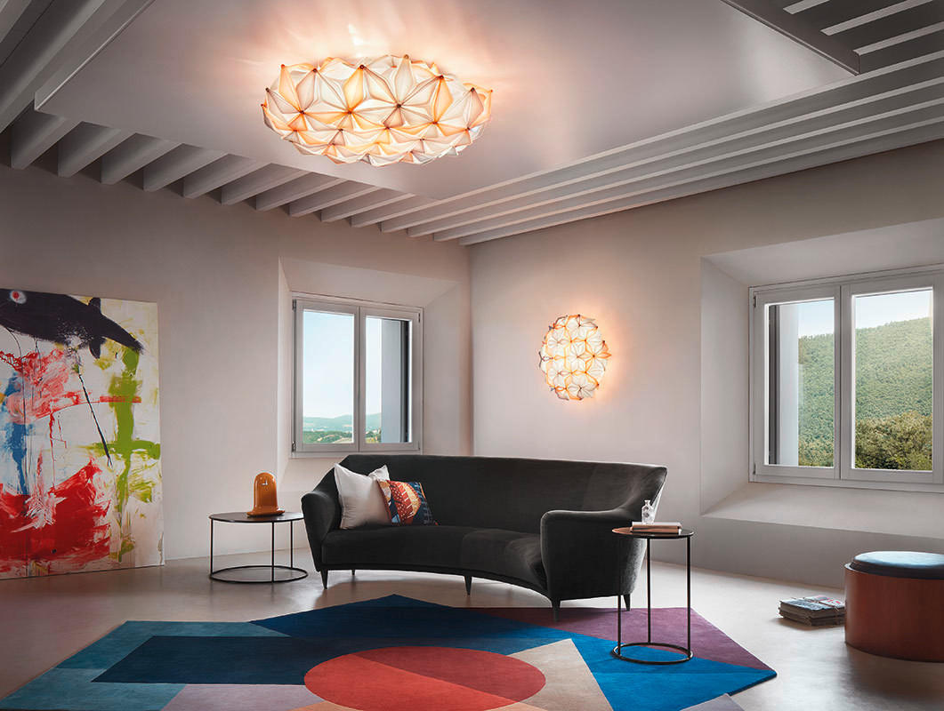 DECKENLEUCHTE La Vie 47/50/19 cm   - Transparent/Beige, Design, Kunststoff (47/50/19cm) - Slamp
