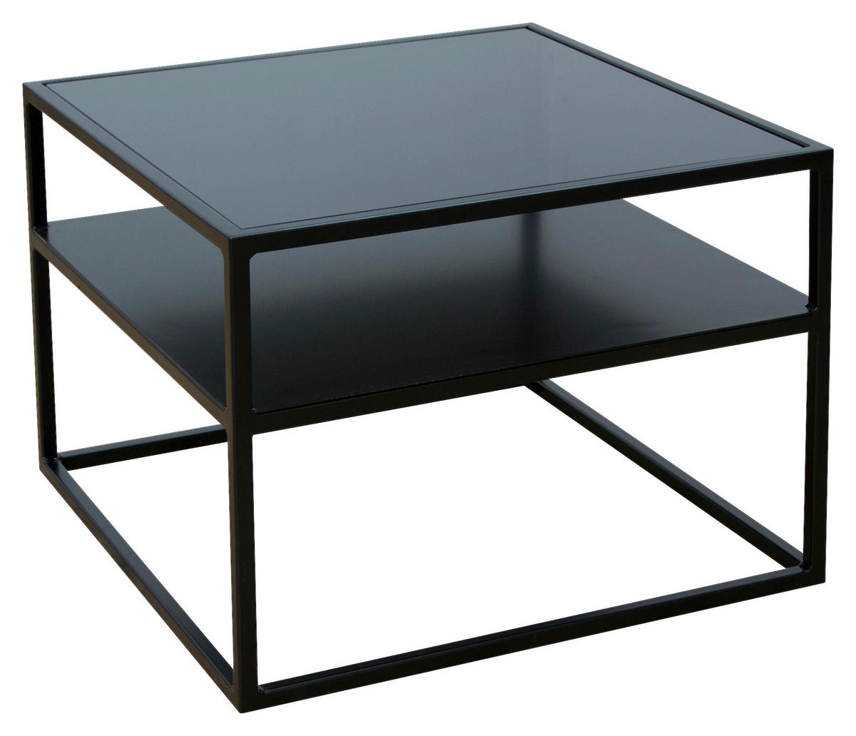 COUCHTISCH VILLACH Sicherheitsglas 50/50/36 cm quadratisch Schwarz  - Schwarz, Design, Glas/Metall (50/50/36cm) - Novel
