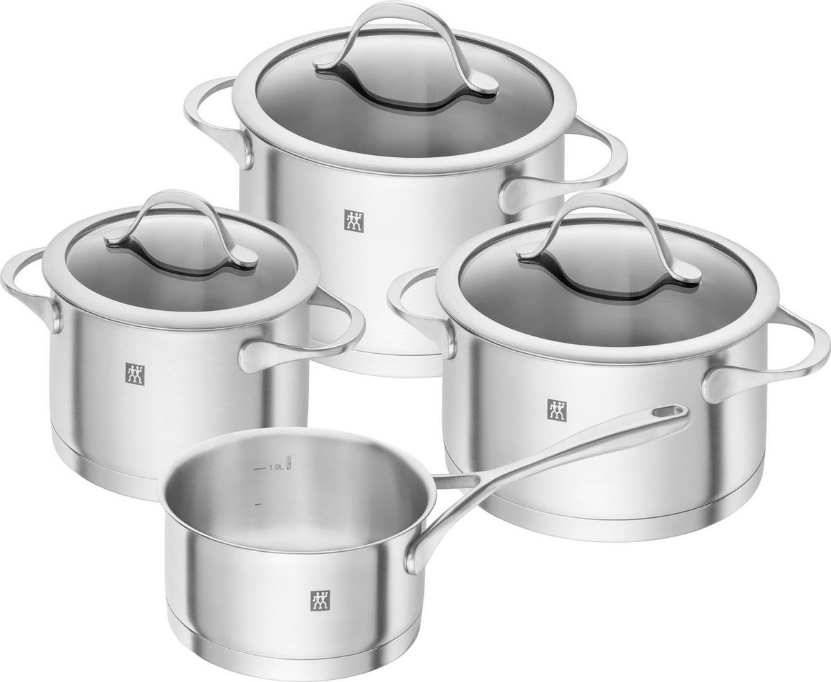 GRYT- OCH KASTRULLSET ZWILLING ESSENCE 4 delar  - stålfärgad, Basics, metall/glas - Zwilling