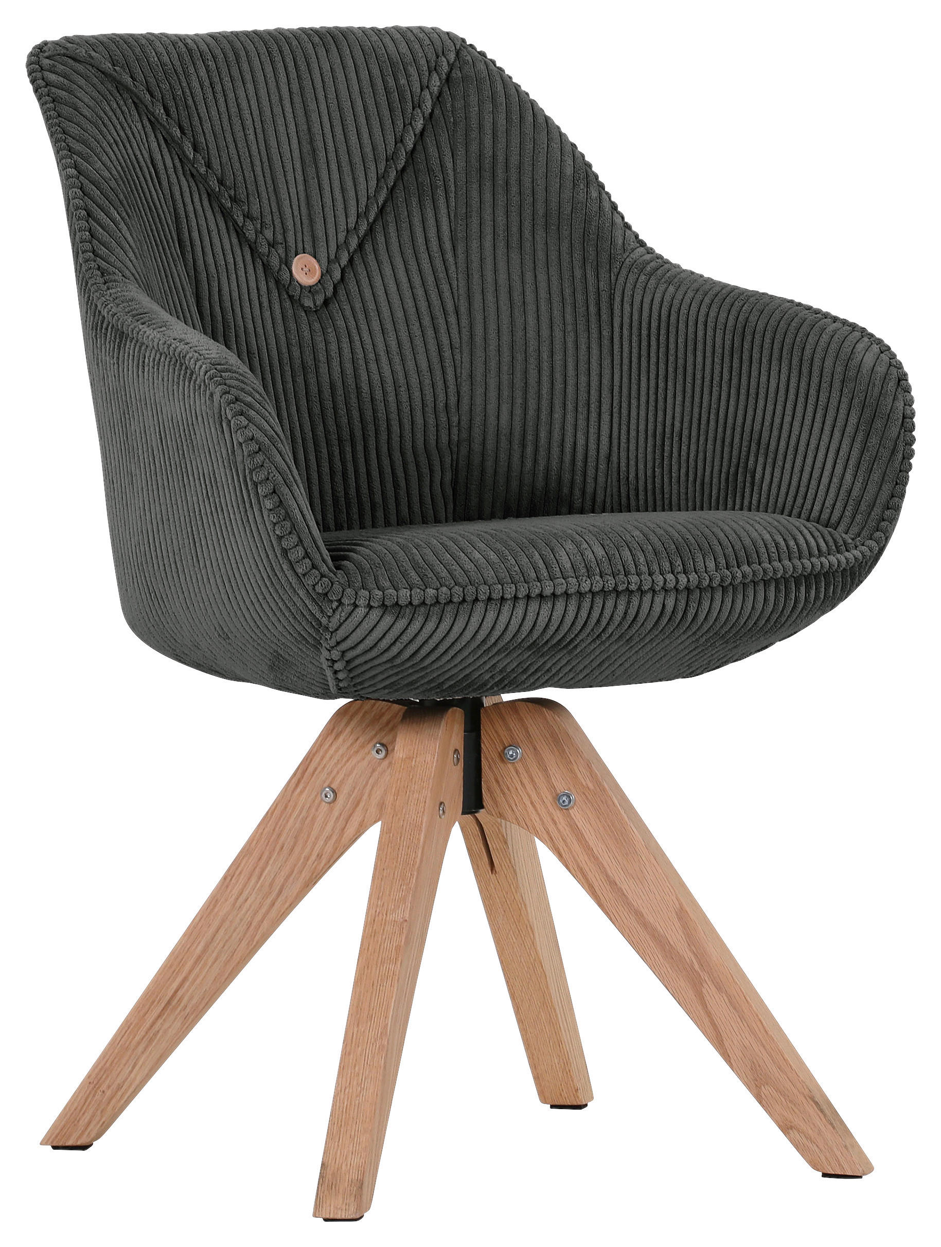 ARMLEHNSTUHL  Stoffauswahl, Sitzfläche 360° drehbar Cord  Dunkelgrau  - Dunkelgrau/Naturfarben, KONVENTIONELL, Holz/Textil (60/83/65cm) - Landscape