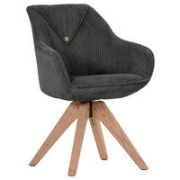 ARMLEHNSTUHL  Stoffauswahl, Sitzfläche 360° drehbar Cord  Dunkelgrau  - Dunkelgrau/Naturfarben, KONVENTIONELL, Holz/Textil (60/83/65cm) - Landscape