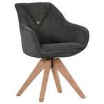 ARMLEHNSTUHL  Stoffauswahl, Sitzfläche 360° drehbar Cord  Dunkelgrau  - Dunkelgrau/Naturfarben, KONVENTIONELL, Holz/Textil (60/83/65cm) - Landscape