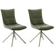 STUHL-SET 2 Stück  in Edelstahl Mikrofaser Metall, Textil  - Edelstahlfarben/Olivgrün, Design, Textil/Metall (49/90/65cm) - Novel