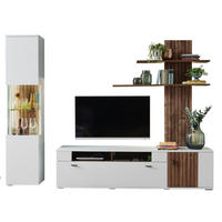 WOHNWAND  in Weiß, Eiche dunkel  260/208/50 cm  - Eiche dunkel/Anthrazit, Design, Glas/Holzwerkstoff (260/208/50cm) - Stylife