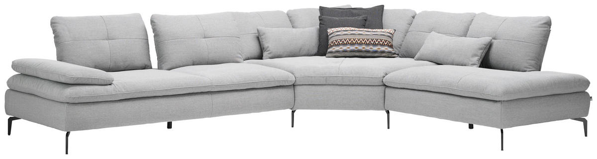 ECKSOFA  in Flachgewebe Hellgrau  344/271 cm  - Hellgrau/Schwarz, Design, Textil/Metall (344/271cm) - Chilliano