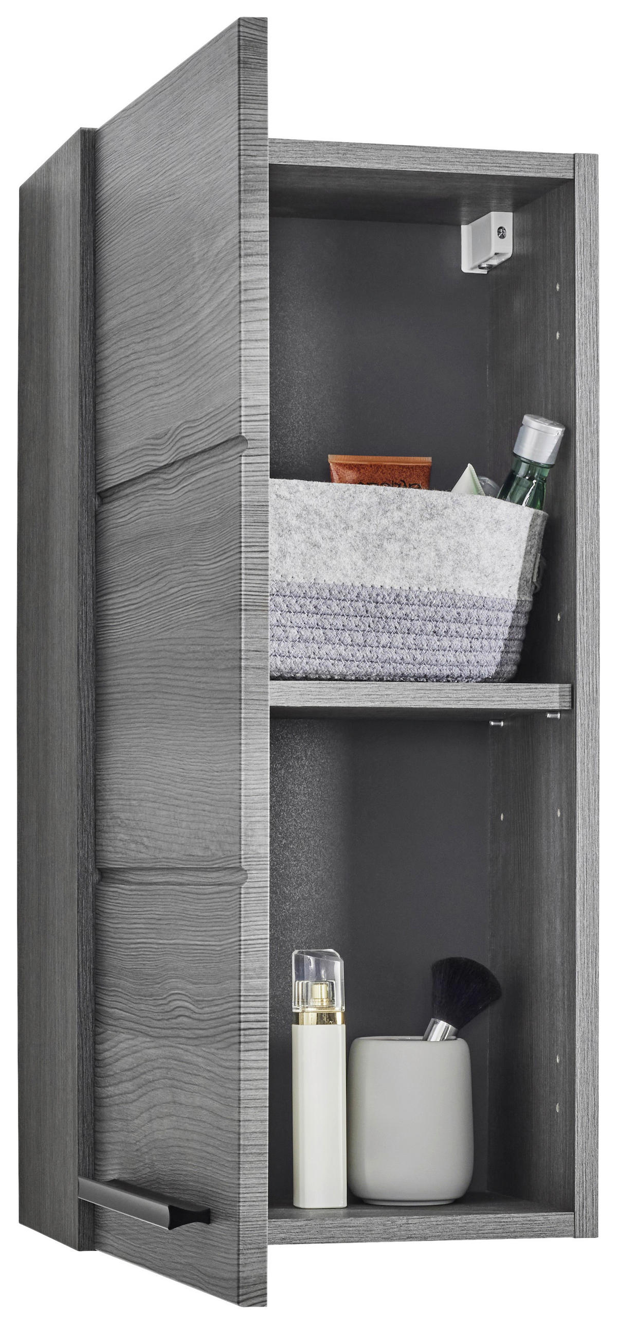 ZÁVĚSNÁ SKŘÍŇKA, barvy stříbra, barvy stříbra, 34/70/23 cm - barvy stříbra/černá, Moderní, kompozitní dřevo/plast (34/70/23cm) - MID.YOU