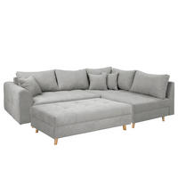 ECKSOFA inkl. Hocker Ariella Grau Mikrofaser  - Naturfarben/Grau, Design, Holz/Textil (161/231cm) - Livetastic