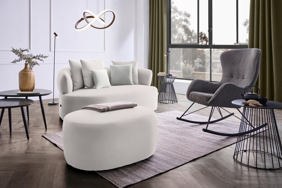 2-SITZER-SOFA  in Bouclé Altrosa  - Sandfarben/Schwarz, MODERN, Kunststoff/Textil (177/86/105cm) - Hom`in