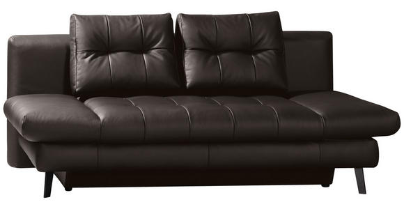 SCHLAFSOFA Braun Echtleder - Schwarz/Braun, Design, Leder/Metall (209/94/94cm) - Novel