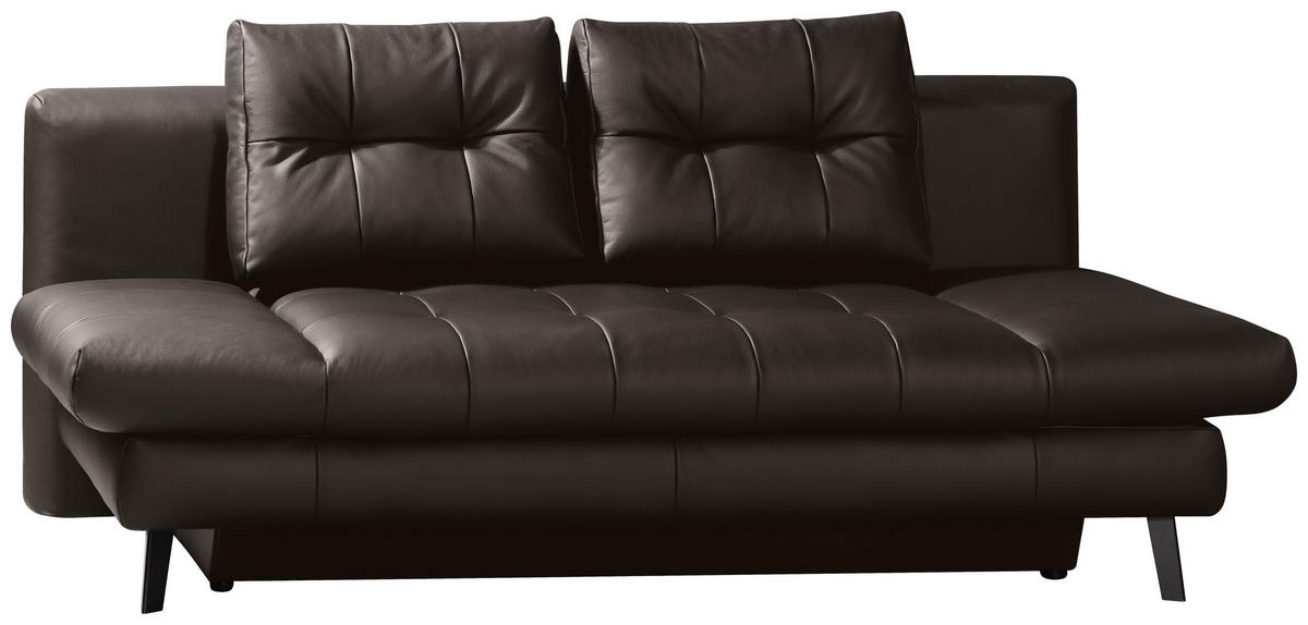 SCHLAFSOFA Braun Echtleder  - Schwarz/Braun, Design, Leder/Metall (209/94/94cm) - Novel