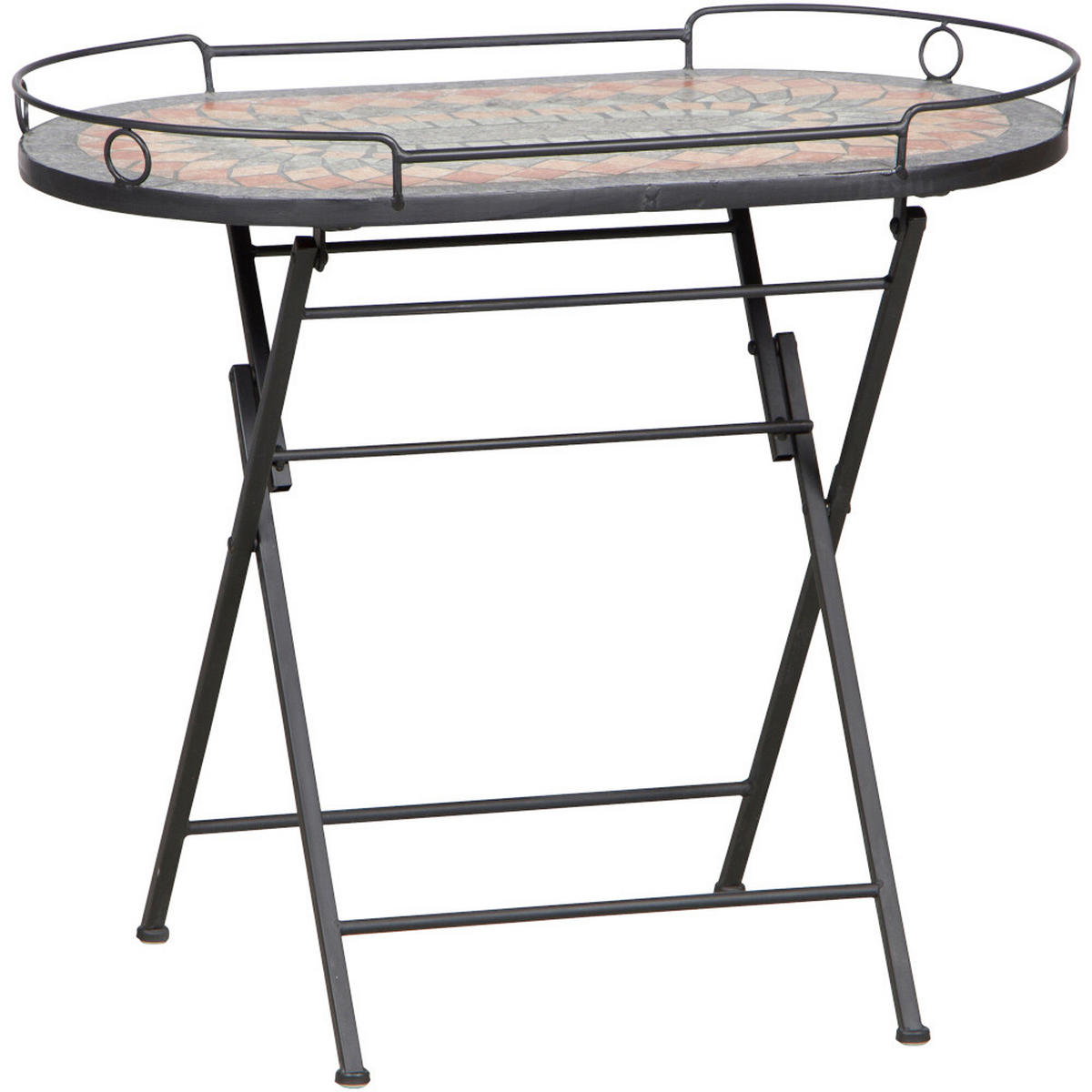 GARTENBEISTELLTISCH 68/41/60 cm  - Multicolor/Schwarz, MODERN, Keramik/Metall (68/41/60cm) - Siena Garden