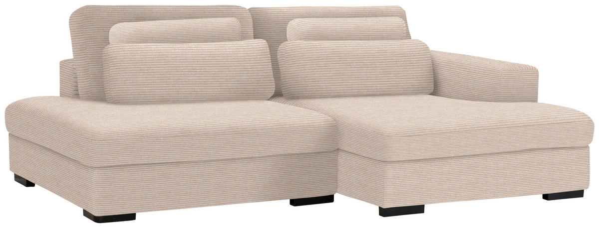 ECKSOFA in Cord, Velours Beige  - Beige/Schwarz, Design, Kunststoff/Textil (223/158cm) - Lomoco