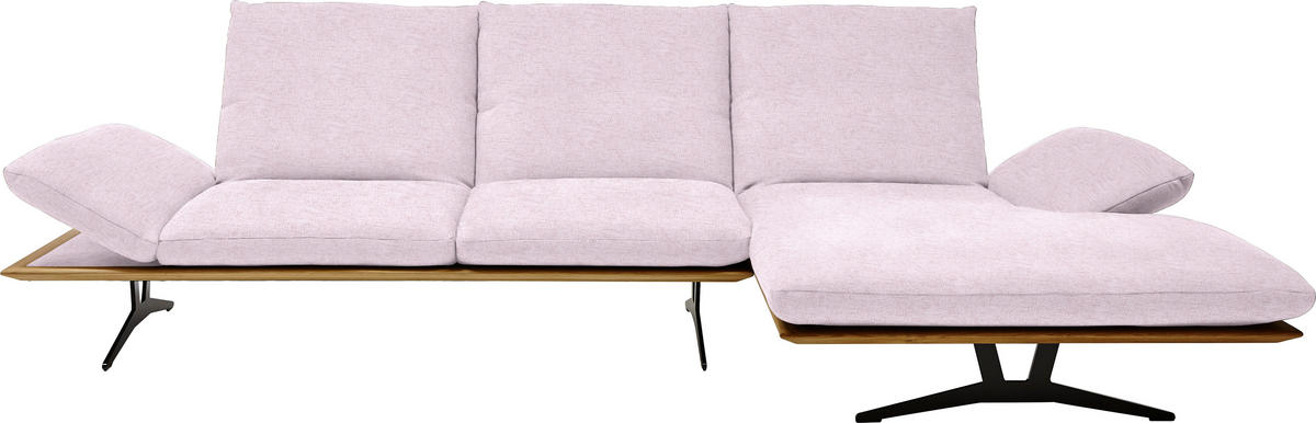 ECKSOFA in Flachgewebe Hellrosa  314/159 cm  - Hellrosa/Schwarz, Design, Holz/Textil (314/159cm) - Dieter Knoll