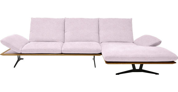 ECKSOFA in Flachgewebe Hellrosa 314/159 cm - Hellrosa/Schwarz, Design, Holz/Textil (314/159cm) - Dieter Knoll