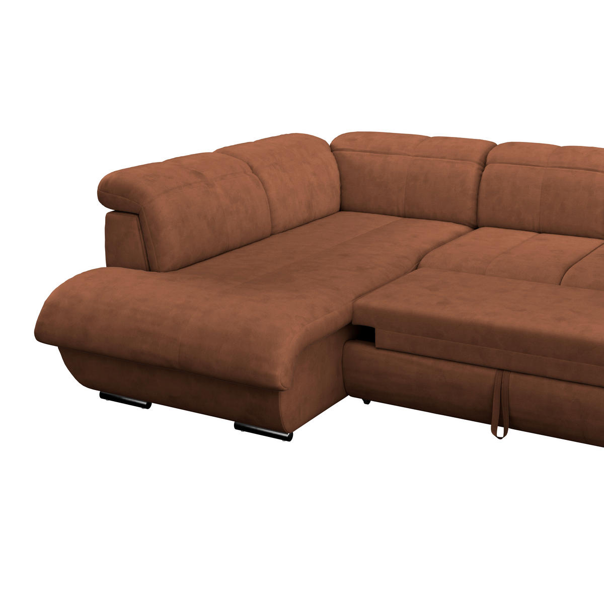 WOHNLANDSCHAFT Cognac Mikrofaser  - Chromfarben/Cognac, MODERN, Textil/Metall (228/345/184cm) - MID.YOU