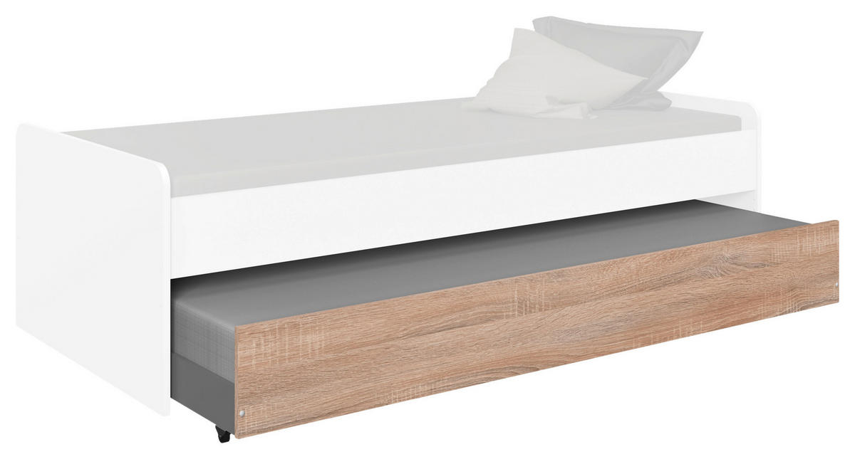 BETTKASTEN  in Weiss, Eichefarben  - Weiss/Eichefarben, Konventionell, Holzwerkstoff (94/27/199cm) - Carryhome