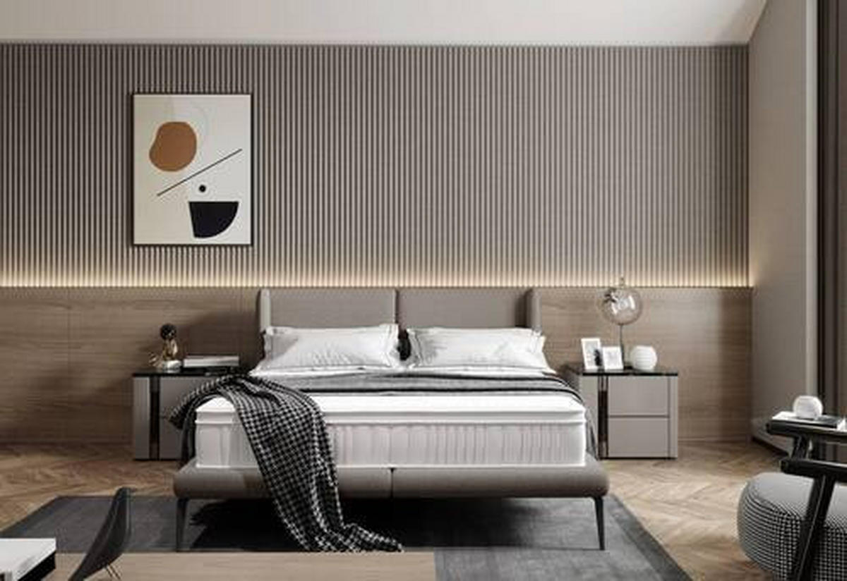 POLSTERBETT 180/200 cm  in Hellgrau  - Hellgrau/Schwarz, Modern, Textil/Metall (180/200cm) - Livetastic