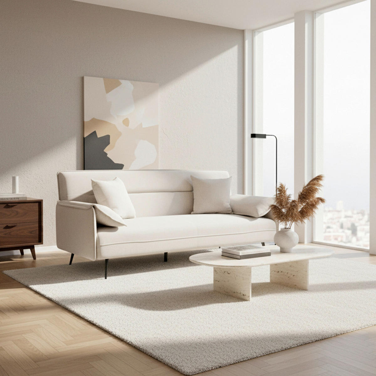 SCHLAFSOFA  in Webstoff Beige  - Beige/Anthrazit, MODERN, Holz/Textil (193/117/25,5cm) - Bessagi Home