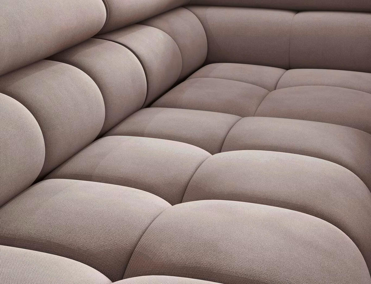 ECKSOFA Beige Plüsch  - Beige/Schwarz, Design, Textil/Metall (276/200cm) - MID.YOU