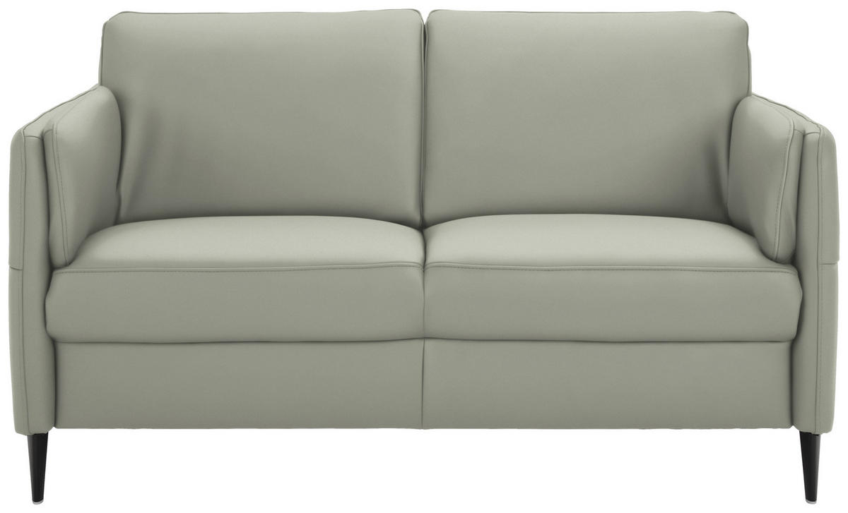 2,5-SITZER Echtleder Hellgrau  - Hellgrau/Schwarz, Design, Leder/Metall (164/84/99cm) - Dieter Knoll