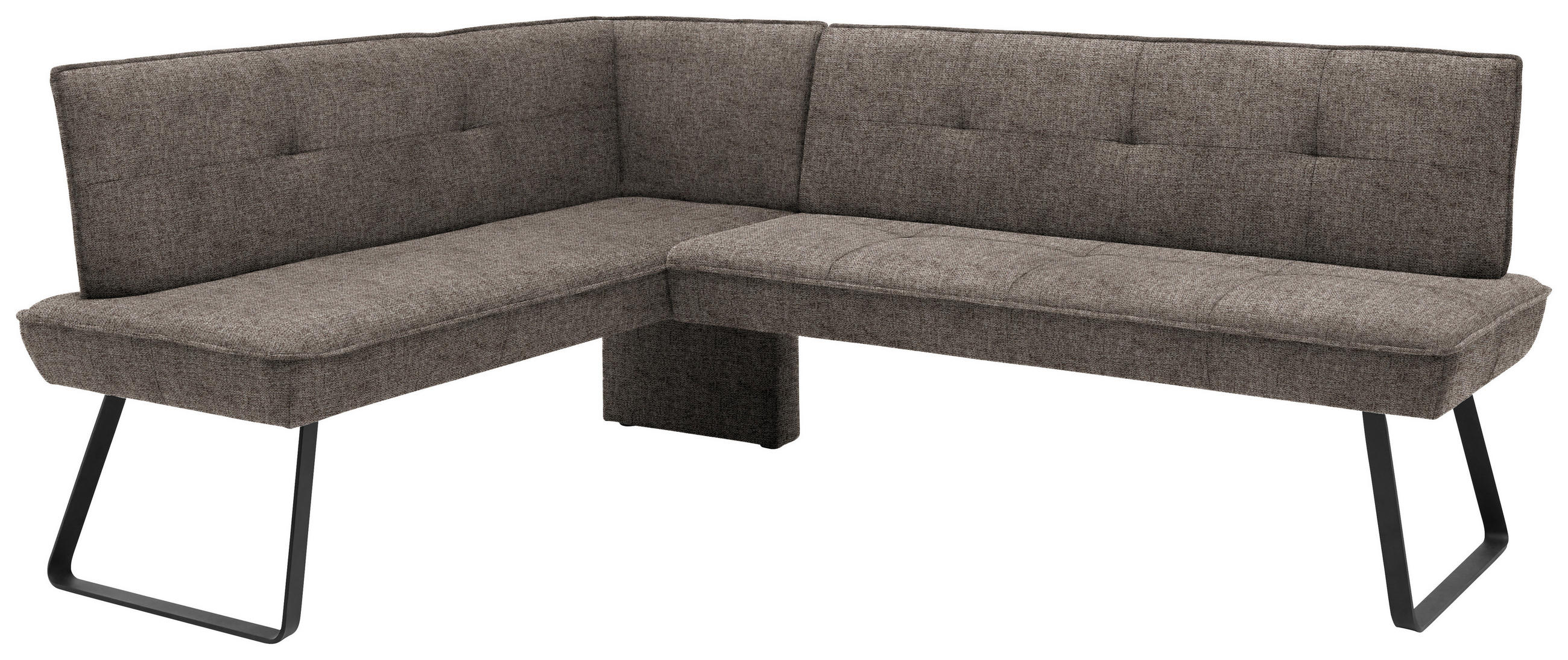 Thumbnail - Dieter Knoll Eckbank, Schwarz, Hellbraun, Metall, Textil, 3-Sitzer, L-Form, 169x157 cm, Emas, Dgm, Fußauswahl, Lederausw...
