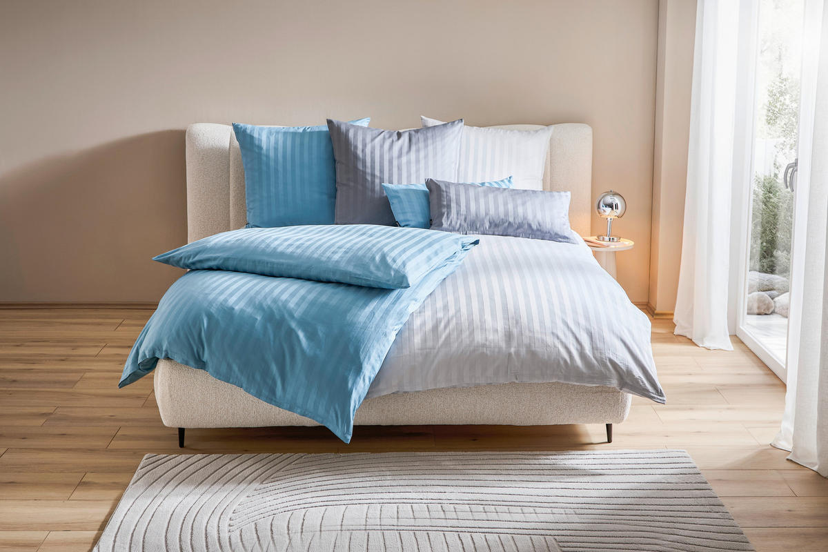 BETTWÄSCHE Dobby Satin 135/200 cm  - Blau, KONVENTIONELL, Textil (135/200cm) - Novel