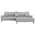 ECKSOFA in Webstoff Silberfarben  - Silberfarben/Schwarz, MODERN, Textil/Metall (297/173cm) - Carryhome