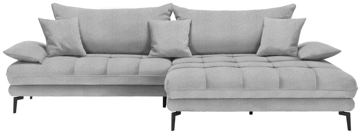 ECKSOFA PRATO Silberfarben Webstoff  - Silberfarben/Schwarz, MODERN, Textil/Metall (292/176cm) - MID.YOU