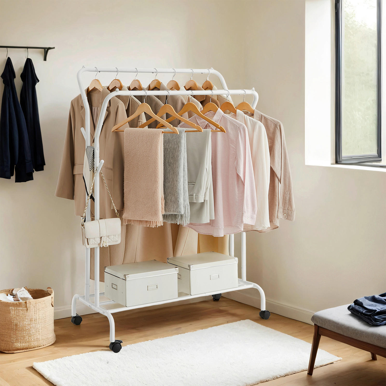 KLEIDERWAGEN in Weiß 103,5/155/52,5 cm   - Weiß, Basics, Kunststoff/Metall (103,5/155/52,5cm)