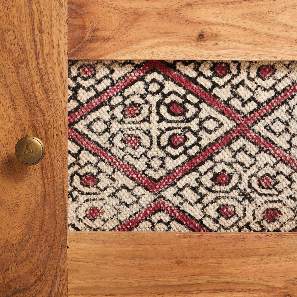 LOWBOARD  in 140/45/42 cm  - couleur laiton/couleur d'acacia, Lifestyle, métal/textile (140/45/42cm) - Livetastic