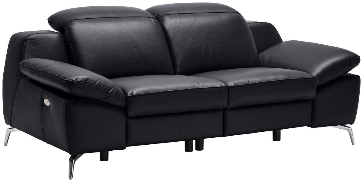KÉTÜLÉSES KANAPÉ bőr fekete  - krómszínű/fekete, Design, műanyag/bőr (194/83-99/110cm) - Celina Home