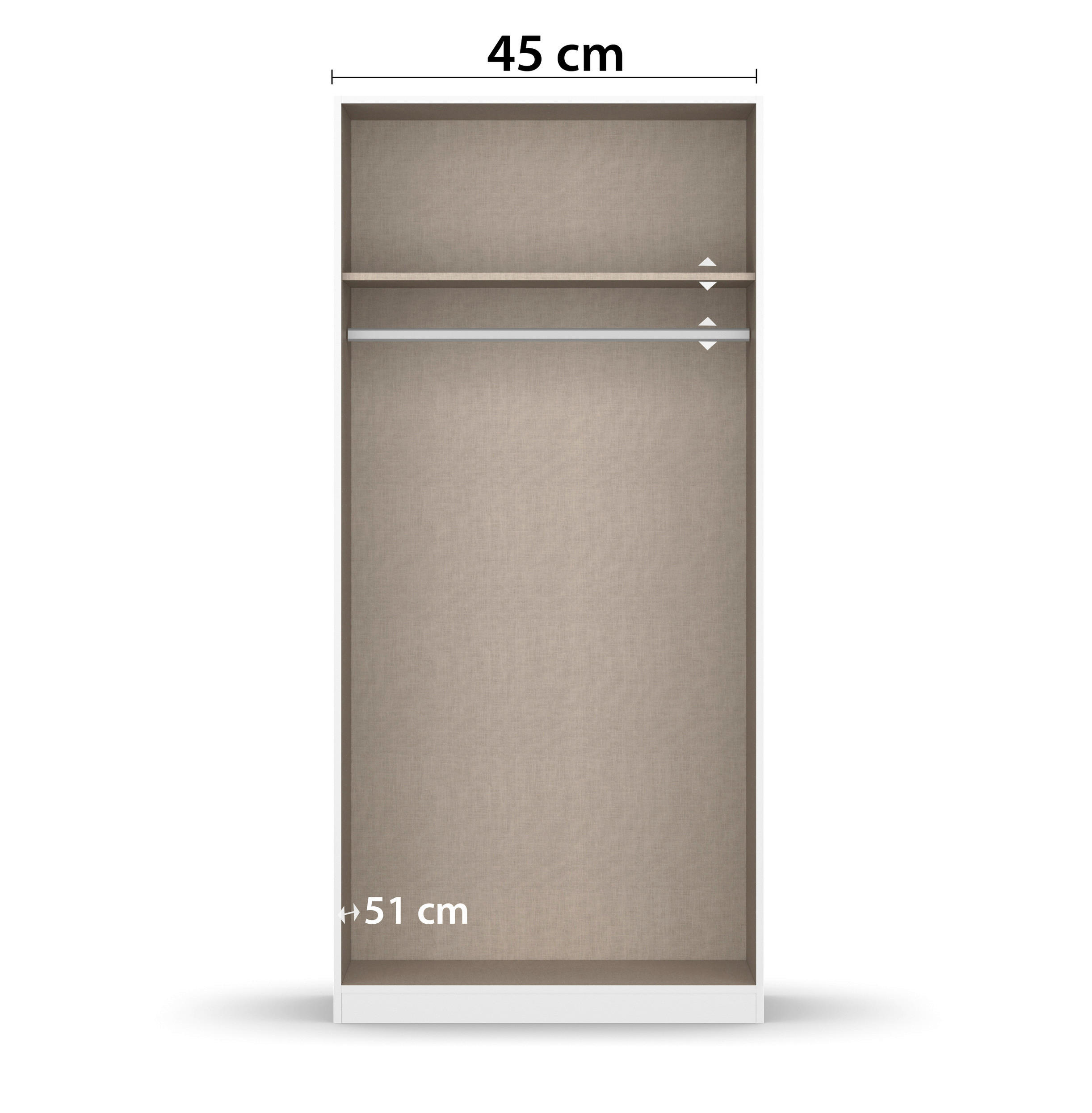 GARDEROB MED GÅNGJÄRN 91/210/54 cm 2-dörrar - kromfärg/grå, Modern, trämaterial/plast (91/210/54cm) - Rauch Möbel