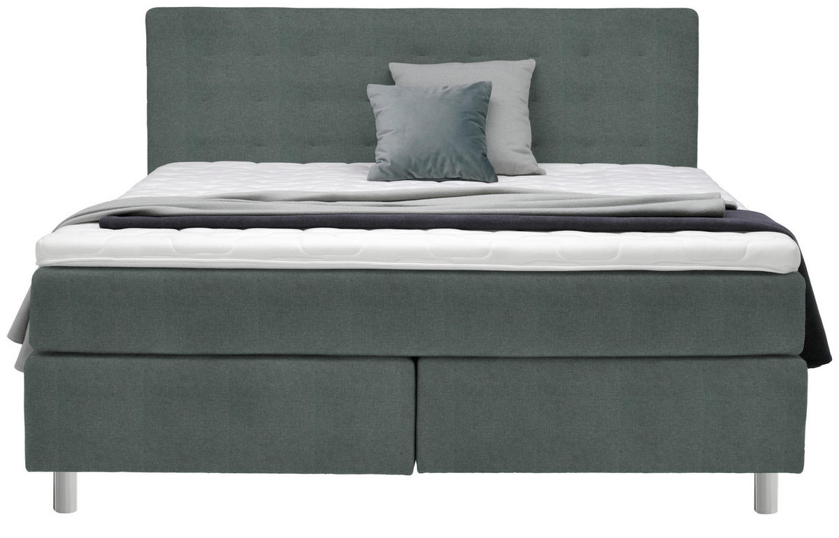 BOXSPRINGBETT 160/200 cm  in Grün  - Chromfarben/Grün, Konventionell, Kunststoff/Textil (160/200cm) - Voleo
