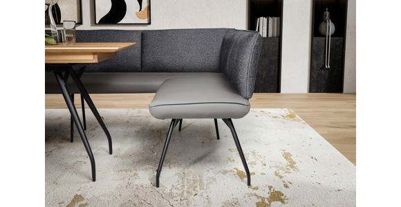 ECKBANK 225/165 cm in Anthrazit - Anthrazit/Schwarz, Design, Textil/Metall (225/165cm) - Moderano