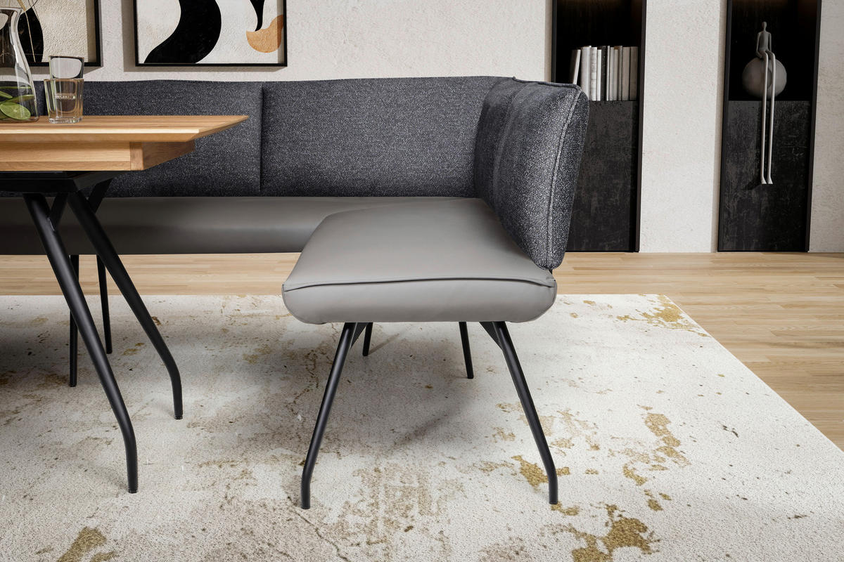 ECKBANK 225/165 cm Mikrofaser Anthrazit   - Anthrazit/Schwarz, Design, Textil/Metall (225/165cm) - Moderano