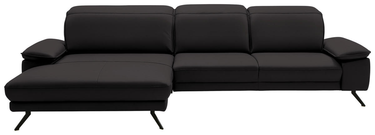ECKSOFA in Echtleder Dunkelbraun  - Dunkelbraun/Schwarz, Design, Leder/Metall (193/332cm) - Dieter Knoll