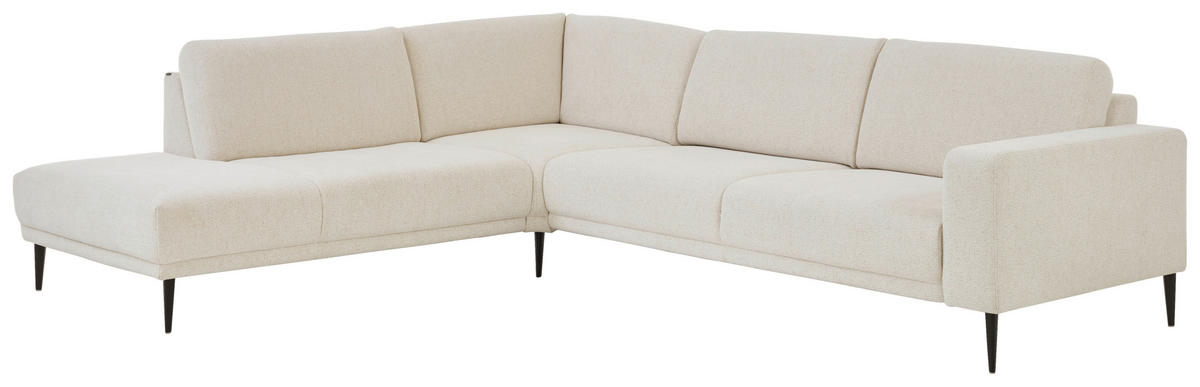 ECKSOFA Dieter Knoll Beige Chenille  - Beige/Schwarz, Design, Textil/Metall (254/303cm) - Dieter Knoll