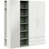 KLEIDERSCHRANK 3-türig Weiß, Salbeigrün  - Edelstahlfarben/Salbeigrün, Design, Glas/Holzwerkstoff (202,6/213,6/59,3cm) - Cantus
