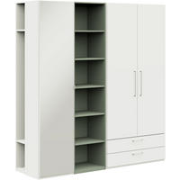 KLEIDERSCHRANK  in Weiß, Salbeigrün  - Edelstahlfarben/Salbeigrün, Design, Glas/Holzwerkstoff (202,6/213,6/59,3cm) - Cantus
