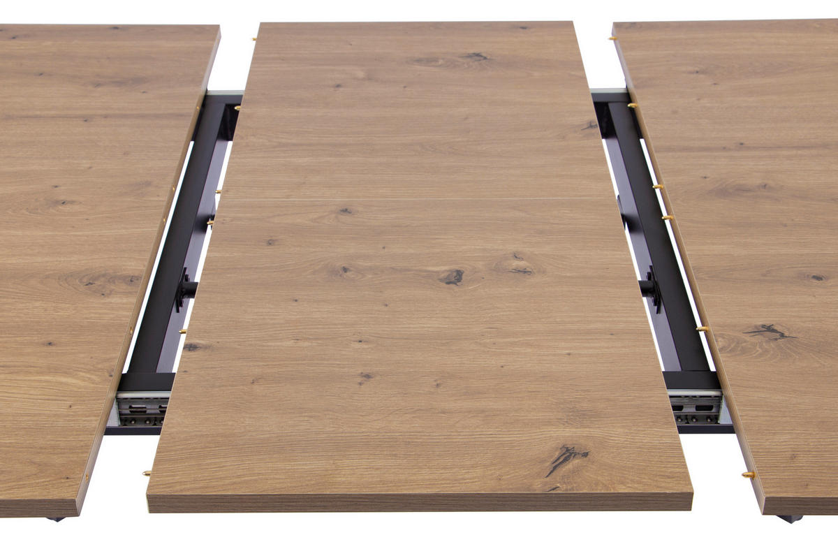 ESSTISCH 140/180/90/76 cm Nachbildung  Metall, Holzwerkstoff ausziehbar rechteckig Schwarz, Eiche Artisan  - Schwarz/Eiche Artisan, MODERN, Holzwerkstoff/Metall (140/180/90/76cm) - Livetastic