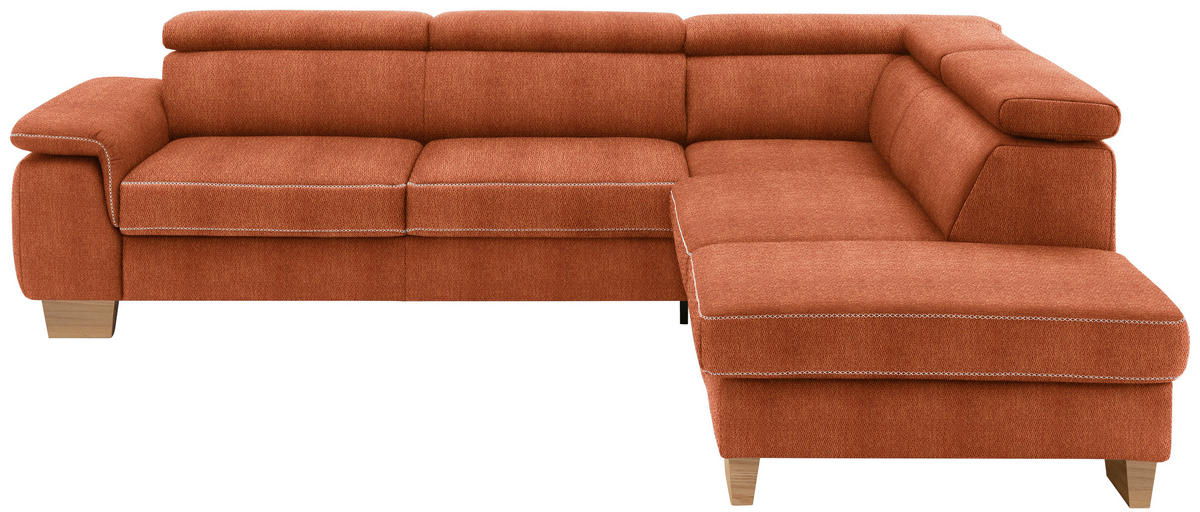 ECKSOFA in Mikrofaser Terracotta  - Eichefarben/Beige, Natur, Holz/Textil (273/226cm) - Beldomo System