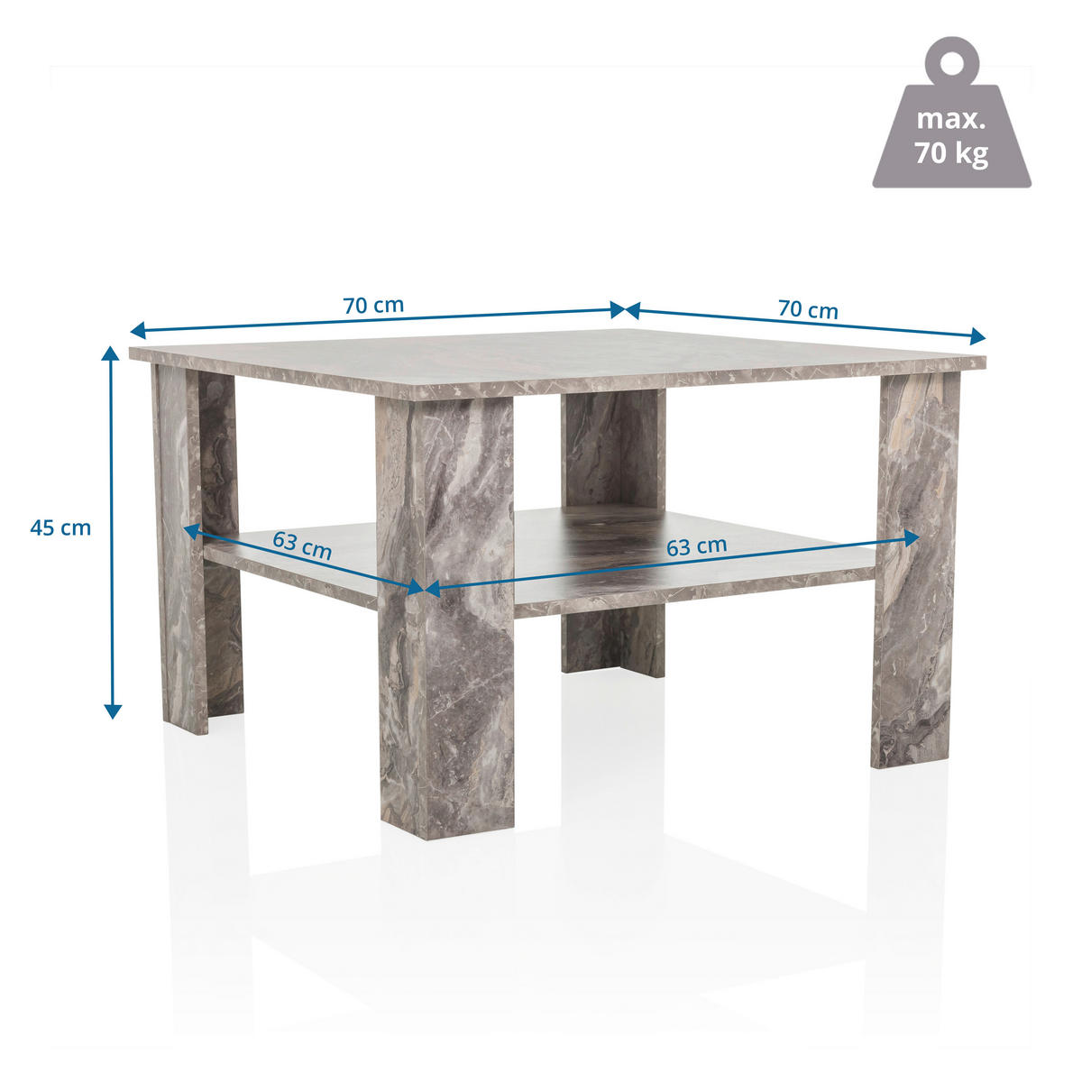COUCHTISCH - Grau, MODERN, Holzwerkstoff (70/70/45cm) - MID.YOU