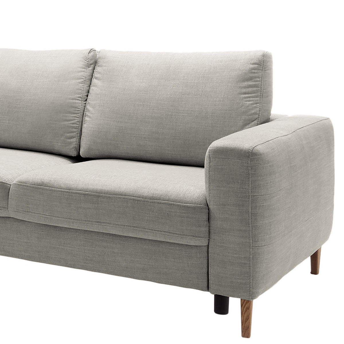 ECKSOFA in Webstoff Grau  - Eschefarben/Grau, Modern, Holz/Textil (260/90/204cm) - Trendmanufaktur