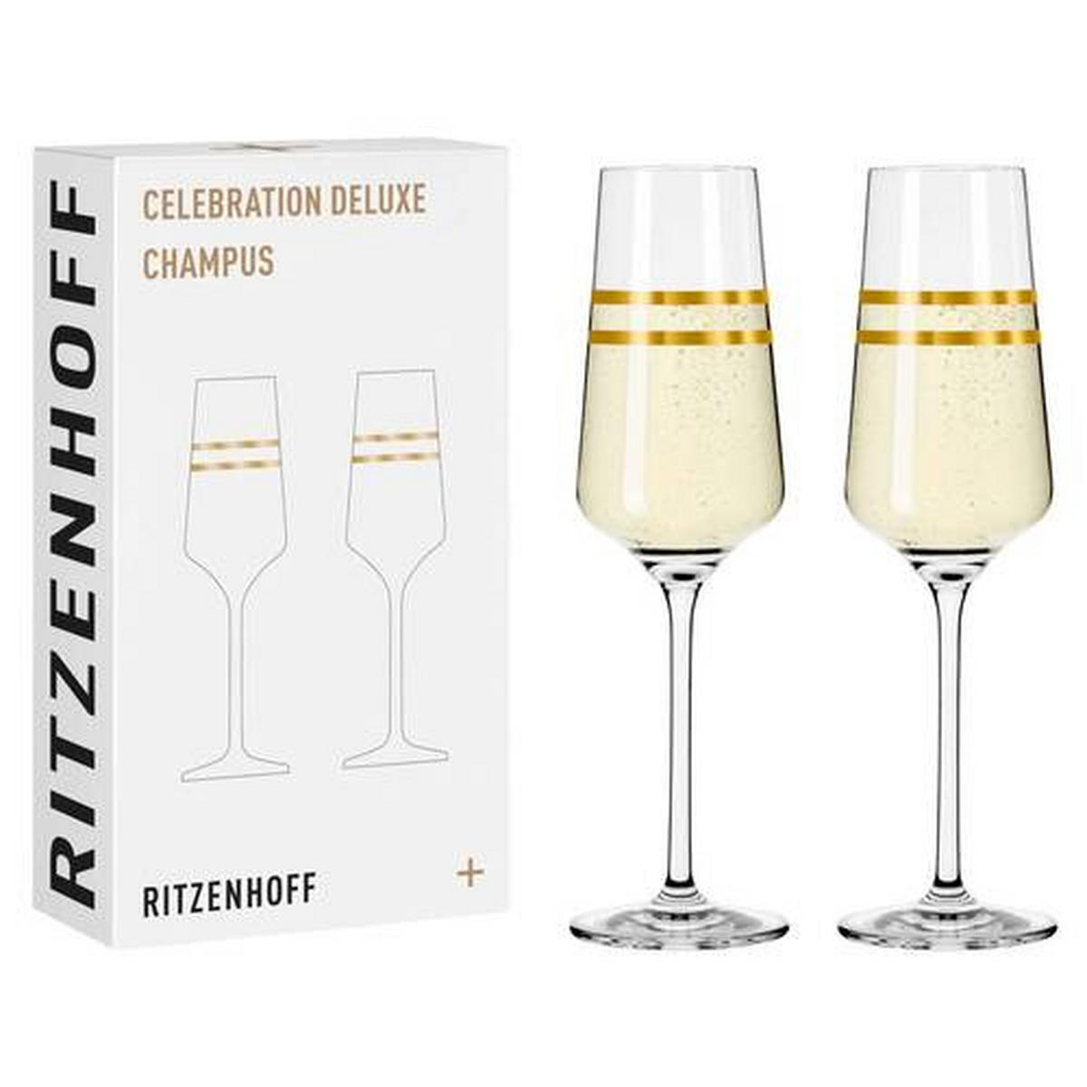 CHAMPAGNERGLAS Celebration Deluxe 230 ml 2-teilig  - Goldfarben, Glas (0,23cm) - Ritzenhoff