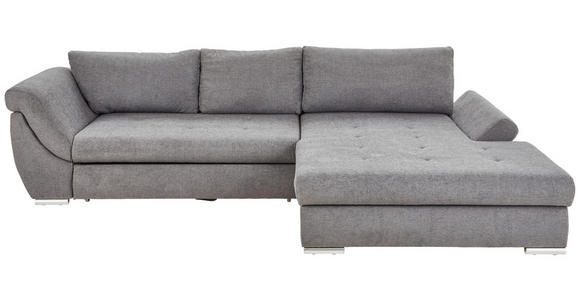 ECKSOFA Grau Flachgewebe  - Silberfarben/Grau, Design, Textil/Metall (306/174cm) - Carryhome