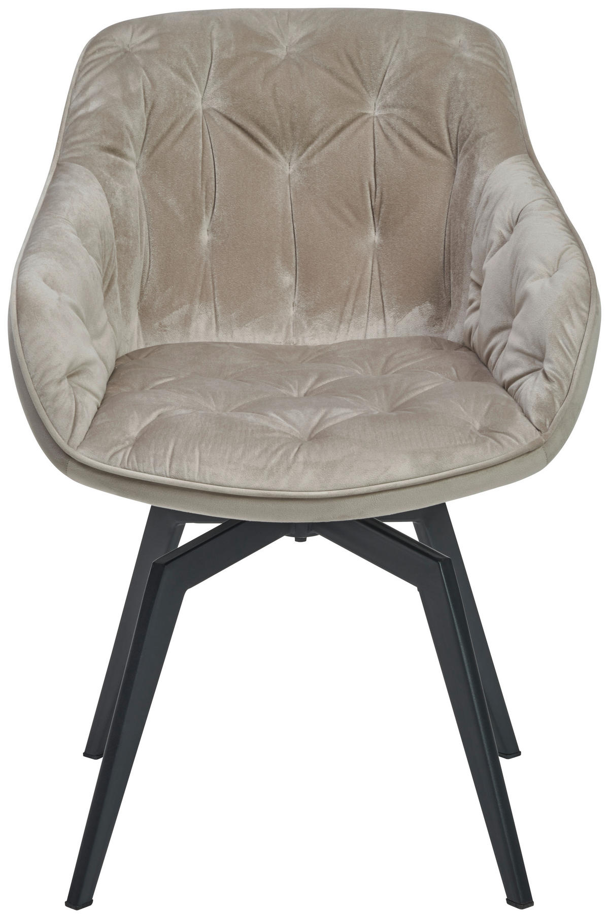 ARMLEHNSTUHL  Sitzfläche 360° drehbar, inklusive Armlehnen Samt  - Hellbraun/Schwarz, Modern, Textil/Metall (60/84/64cm) - Livetastic