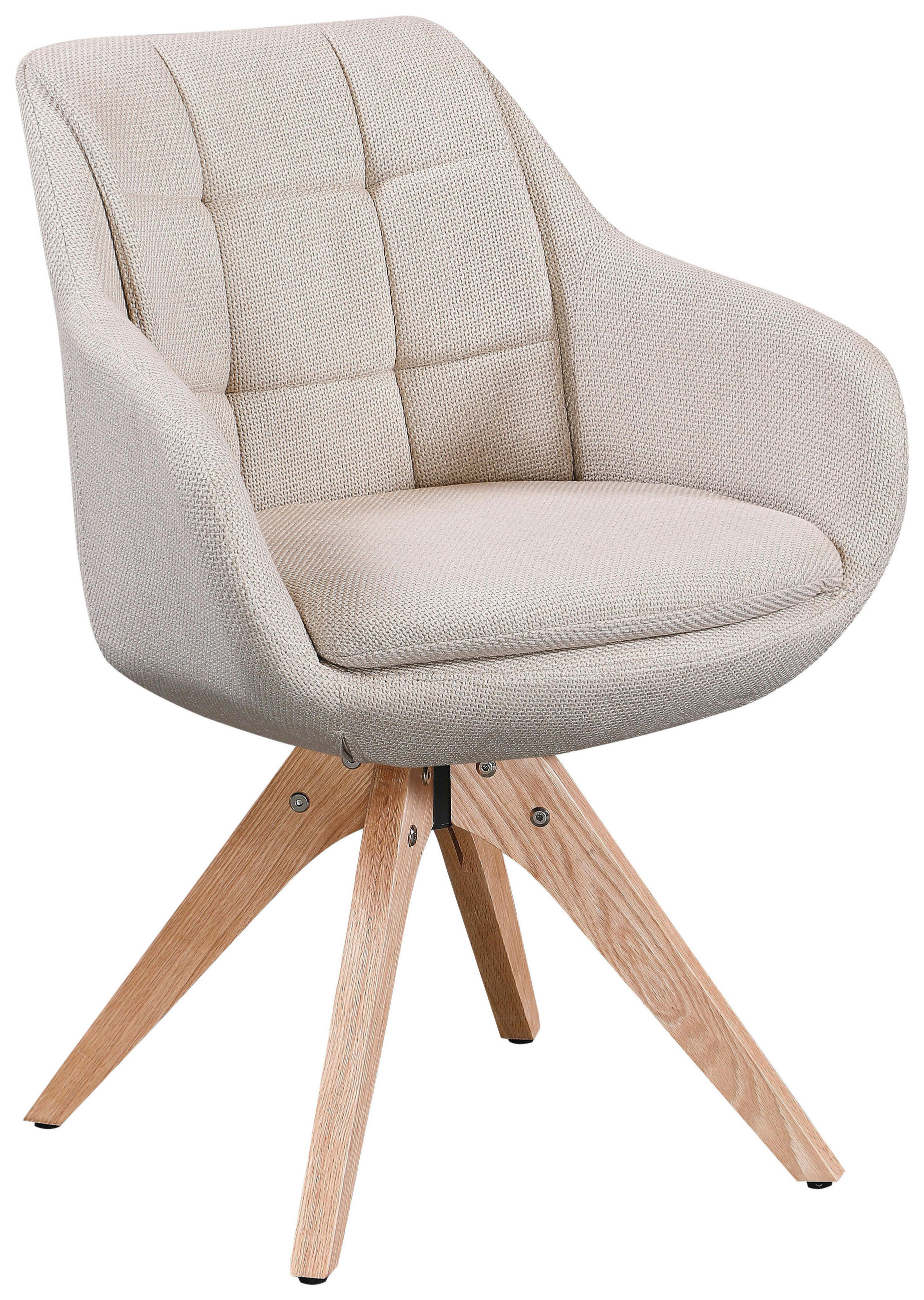 ARMLEHNSTUHL  Sitzfläche 360° drehbar Webstoff  Eichefarben, Beige  - Eichefarben/Beige, Design, Holz/Textil (62/83/61cm) - Novel